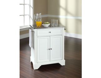 LaFayette Stainless Steel Top Kitchen Island White Finish