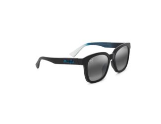 Honua Asian Fit Polarized Sunglasses Matte Black/White Frame Neutral Gray Lens