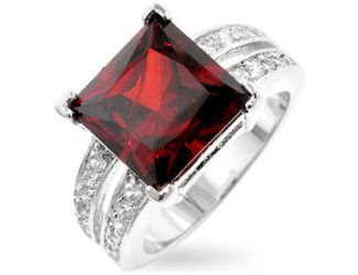 Garnet CZ Split Shank Ring