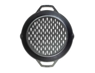 Lodge - 12 Inch Seasoned Cast Iron Dual Handle Grilling Basket