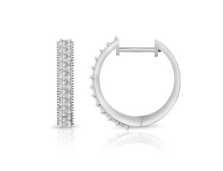PARIKHS Princess cut Diamond Hoop Earring in 14K White Gold 0.50ct, Color-IJ, Clarity-VS2 SI1