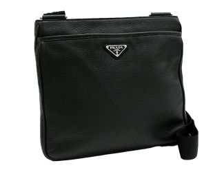 Prada City Vitello Leather Black Messenger Crossbody Bag