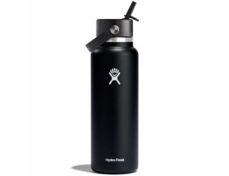 40 oz. Wide Mouth Bottle w/Flex Straw Cap - Black