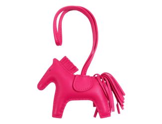 Hermes Rodeo Pink Soft Leather Horse Charm Keychain