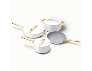 Iconics Non-Toxic Ceramic Nonstick Cookware Set White/Gold