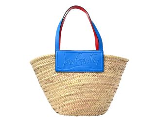 Christian Louboutin Loubishore Blue Woven Raffia Large Tote Bag