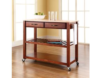 Wood Top Kitchen Cart/Island w/Optional Stool Storage
