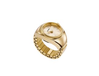 Ladies Gold-Tone Stainless Steel Ring Watch Gold Dial