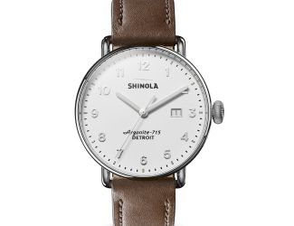 The Canfield Leather Strap Watch - 43mm, Dark Nut Brown