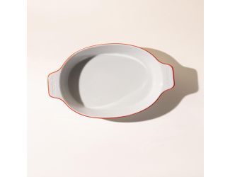 10 x 6.6 Oval Gratin Baking Dish, Porcelain - Red