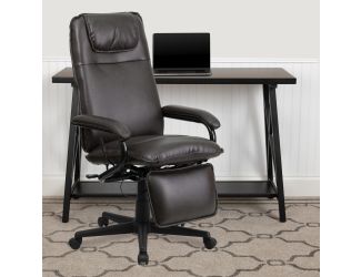 High Back Brown LeatherSoft Executive Reclining Ergonomic Office Chair with Arms