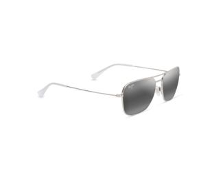 Na'auao Polarized Sunglasses Shiny Silver Frame Neutral Gray Lens