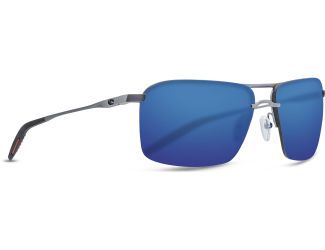 Costa del Mar - Skimmer Sunglasses  (Frame) Matte Silver, Grey, Orange; (Lens) Blue Mirror, 580P