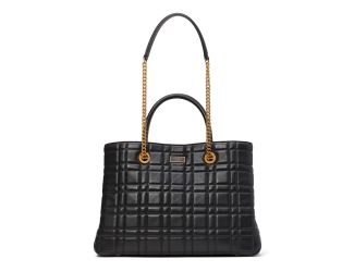 Evelyn Quilted Medium Convertible Shopper Bag -  Black