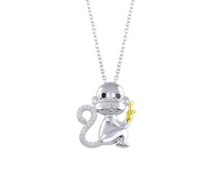 PARIKHS 2 Toned CZ Monkey Necklace in 925 Sterling Silver