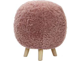 19-In. Seat Height Plush Pink Pouf Ottoman with 4 Spindle Legs - Furniture for Nursery, Bedroom, Pla