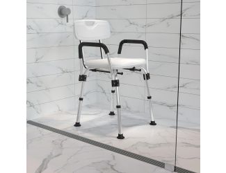 300 Lb. Capacity Adjustable White Bath & Shower Chair with Depth Adjustable Back