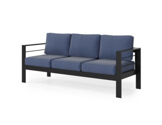 Outdoor 3-Seater Patio Sofa w/Cushions - Blue