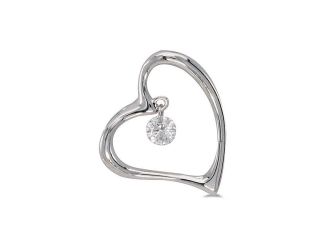 14K White Gold .08 cwt. Diamond Open Heart Pendant