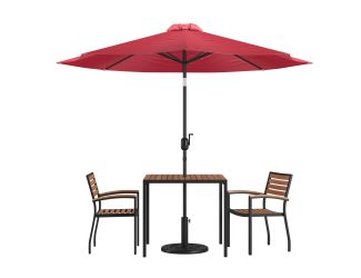 5 Piece Patio Set: Blue Umbrella
