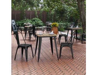 23.75" SQ Commercial Poly Resin Restaurant Table with Steel Frame-Brown/Black
