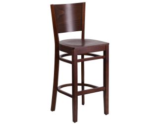 Solid Back Walnut Wood Restaurant Barstool - Hospitality Seating
