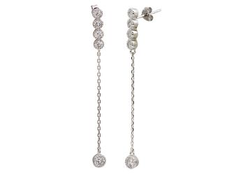 PARIKHS Rhodium Plated Dangling CZ Earring in 925 Sterling Silver
