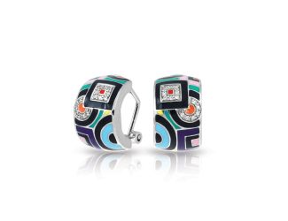 Belle Etoile Geometrica - Sterling Silver, Multicolor Enamel, White CZ Earring
