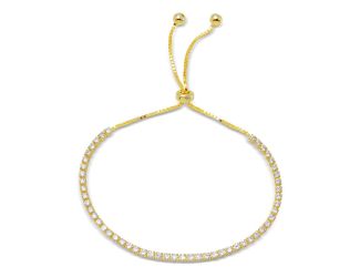 PARIKHS Gold Plated Tennis Adjustable Bracelet with CZ in 925 Sterling Silver