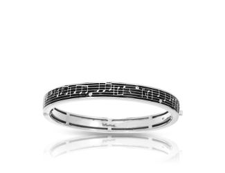 Belle Etoile Round Cubic Zirconia studded Black Melody Bangle - 925 Sterling silver-Medium size
