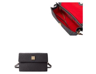 Ostrich East West Flap Shoulder Bag