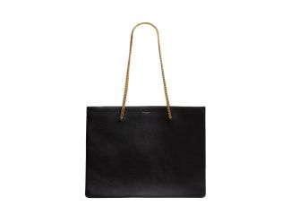 Saint Laurent Siena Ultra Lux Black Calf Leather Chain Shoulder Tote Bag