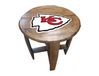 Kansas City Chiefs Oak Barrel Table