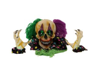 Groundbreaker Skeleton Clown with Lights and Sound, Indoor or Covered Outdoor Halloween Decoration