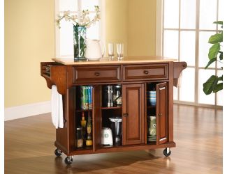 Natural Wood Top Kitchen Cart/Island (Cherry)