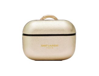 Saint Laurent Metallic Gold Leather Airpods Pro Case