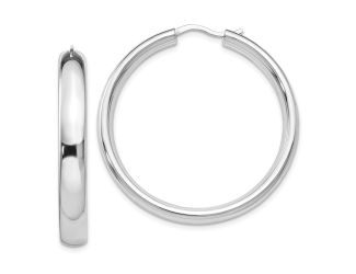 Sterling Silver Rhodium-plated 5mm Half Round Tube Earrings