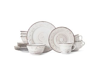 Trellis White 16pc Stoneware Dinnerware Set