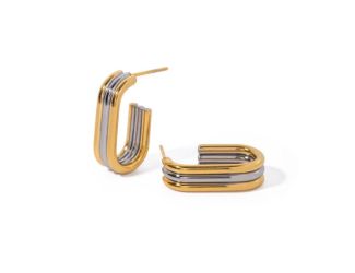 Mixed Metal U Shape Earring
