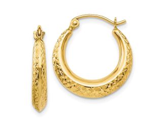 14K Textured Hollow Hoop Earrings