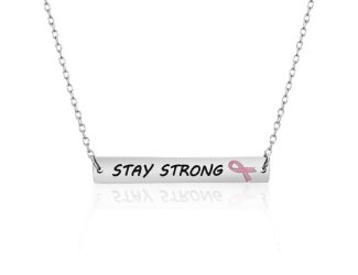 Joyful Sentiments Stay Strong Bar Pendant Necklace