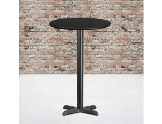 24" Round Black Laminate Table Top with 22" x 22" Bar Height Table Base