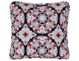 Medallion Indoor/Outdoor Throw Pillow in Red and Black