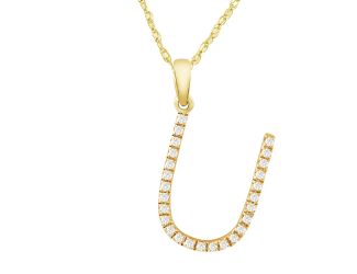 PARIKHS Diamond Initial Pendant Alphabet 'U' in 10K Yellow Gold 0.10 ct , IJK color - I3 clarity