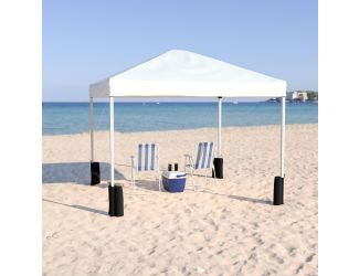 10'x10' White Pop Up Straight Leg Canopy Tent With Sandbags and Wheeled Case