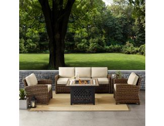 Bradenton 5-Piece Outdoor Wicker Sofa Conversation Set With Sand Cushions