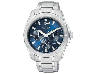Mens Quartz Stainless Steel Watch Blue Dial