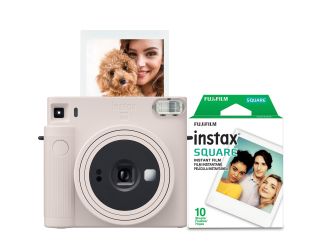 Instax Square SQ1 Instant Camera w/ 10 Count Film Chalk White