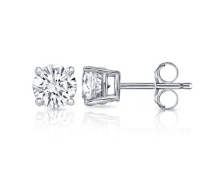 Bright White Round Lab Grown Diamond Prime Stud in 10K White Gold 0.08ct, Color-FG, Clarity-SI2 I1