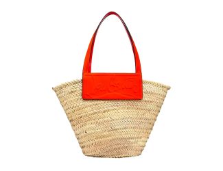 Christian Louboutin Loubishore Orange Woven Raffia Large Tote Bag